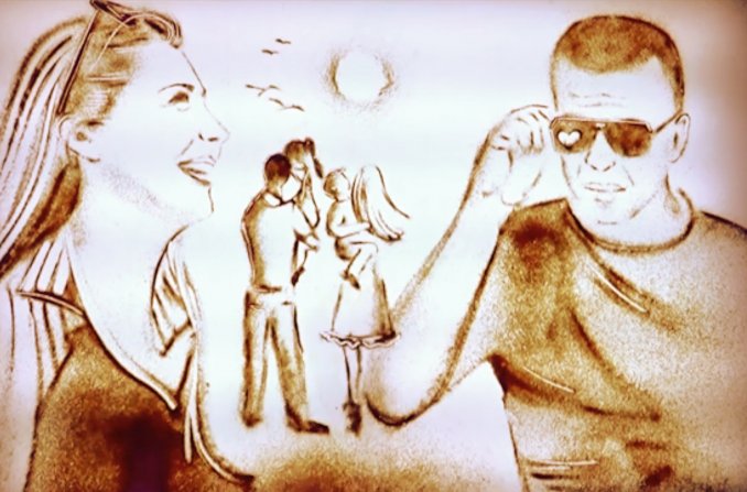 Песочная анимация история любви