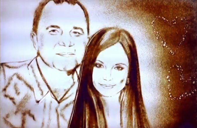 Песочный портрет " любовь"